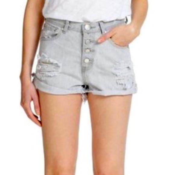 ONE TEASPOON Hawks Shorts Relaxed Fit Distressed Ice Grey - Picture 1 of 16